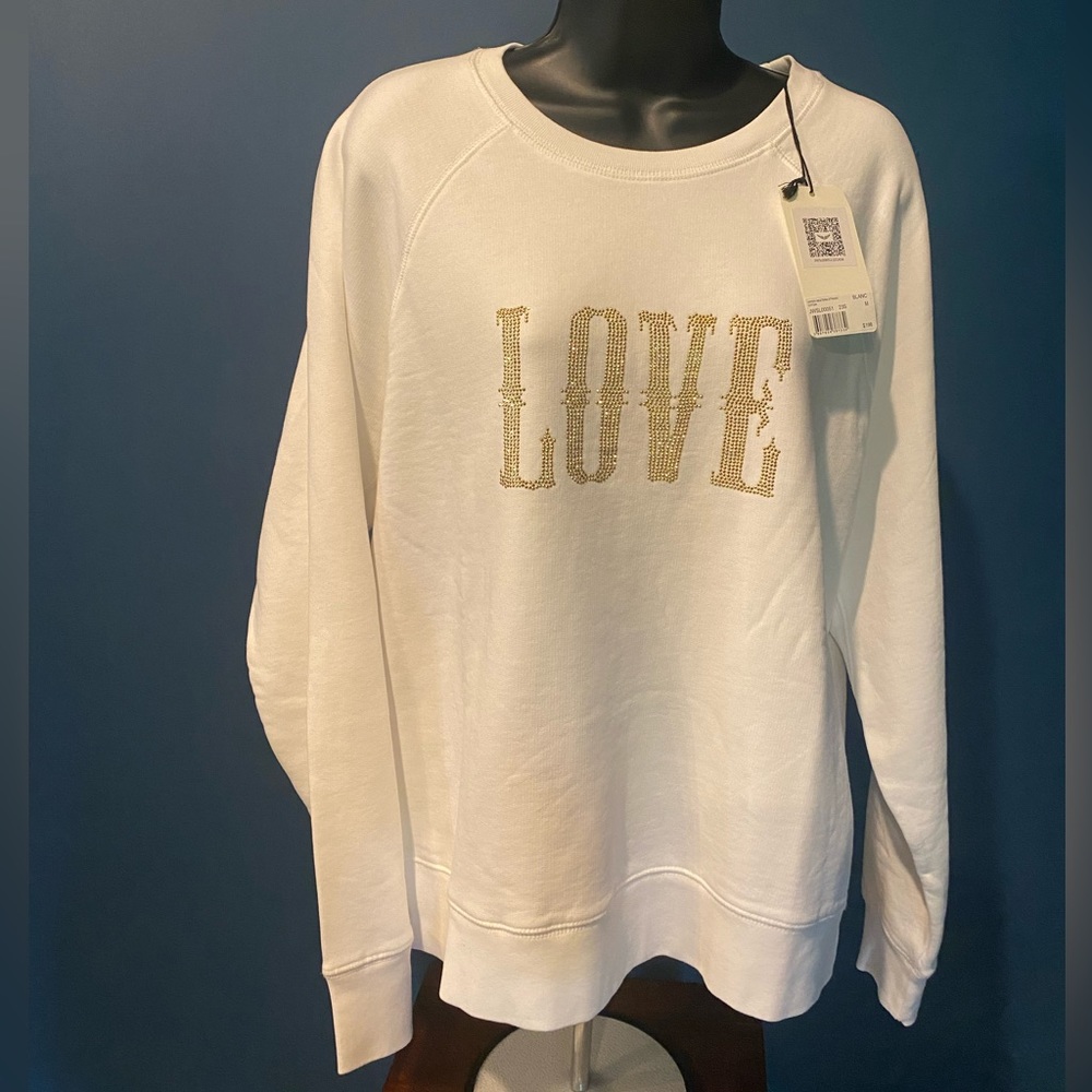 NWT Zadig & Voltaire Western Strass Love Sweatshirt in White Size M